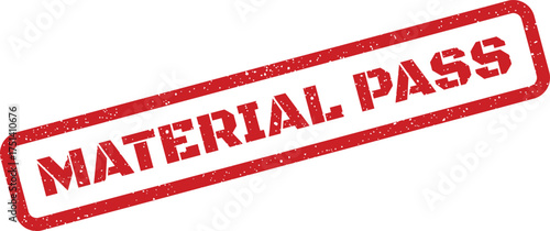 A distressed red rubber stamp impression showing the text MATERIAL PASS for quality control processes