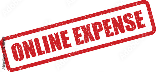 A distressed red rubber stamp impression signifies an online expense, indicating a recorded financial outflow