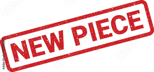 A grunge style red rectangular stamp announcing the availability of a recently released item or component