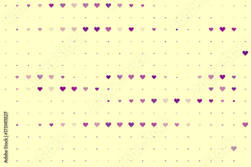 Abstract background with purple and pink hearts and dots creating a charming, modern, and romantic digital pattern