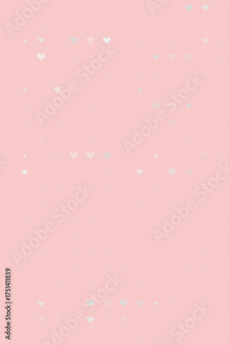 Soft pastel pink background with a delicate pattern of scattered white hearts and subtle tiny dots, creating a sweet and romantic texture.