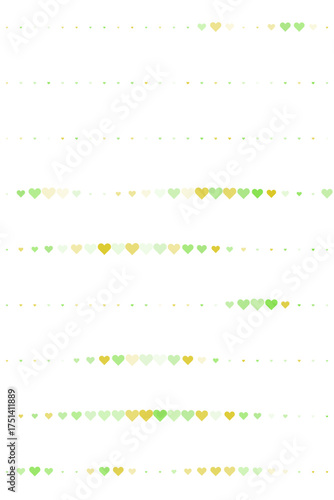 Vibrant Green and Yellow Hearts Forming a Modern Digital Pattern on a Dark Background, Abstract Love Symbol Design
