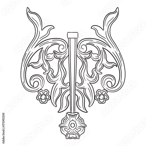 Decorative hand drawing swirl filigree nature vector illustration