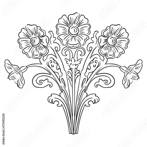 Decorative hand drawing flourish filigree vector illustration