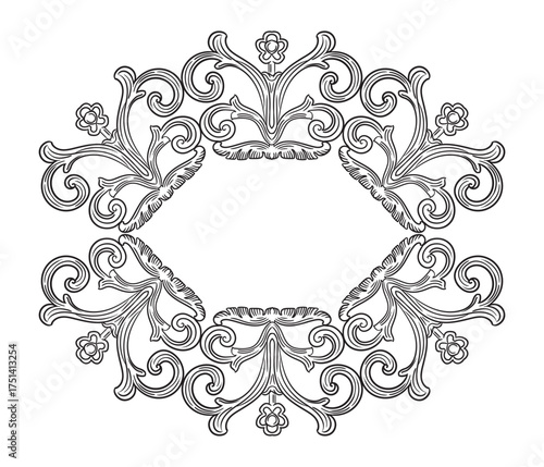 Ornate calligraphic hand drawn element and frame vector