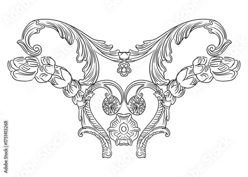 Decorative hand drawing swirl filigree vector illustration