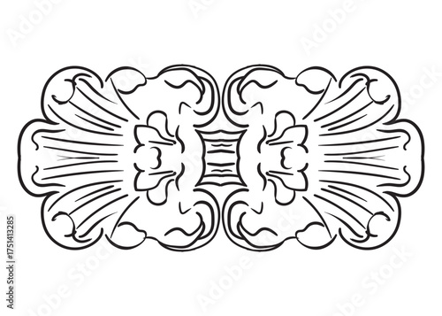 Horizontal luxury hand drawn design element with leaves vector