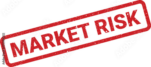 A vivid red rubber stamp showing a distressed texture and the prominent words MARKET RISK within its border