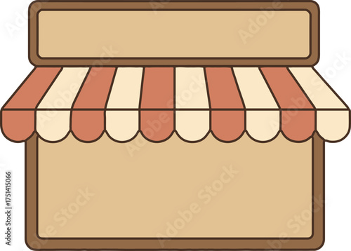 Small storefront with striped awning signboard