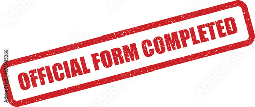 Distressed grunge rubber stamp signifying a successfully finished official document completion status icon