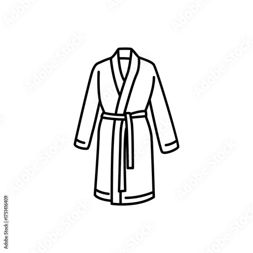Outline spa hotel bathrobe clothing line art icon