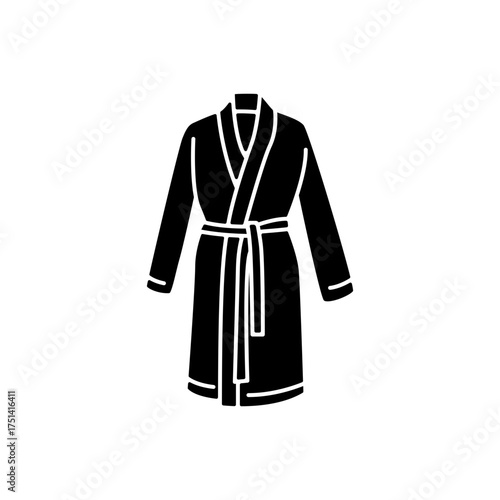 Comfortable bathrobe towel spa hygiene flat black icon