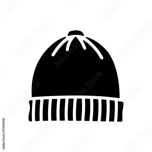 Knitted beanie hat winter cap warm flat icon