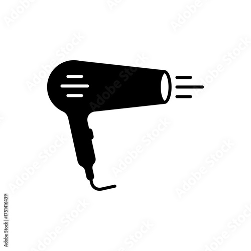 Electric hair dryer blow styling salon flat icon