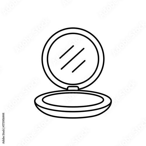 Outline pocket mirror beauty makeup line art icon