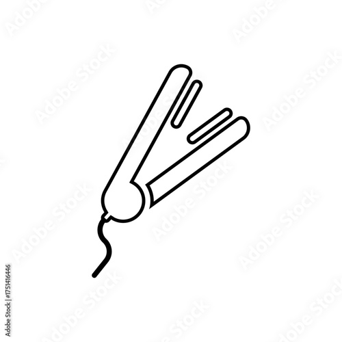 Outline hair straightener iron styling line art icon