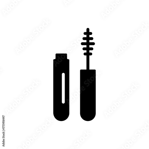 Mascara eye lashes cosmetic beauty flat black icon