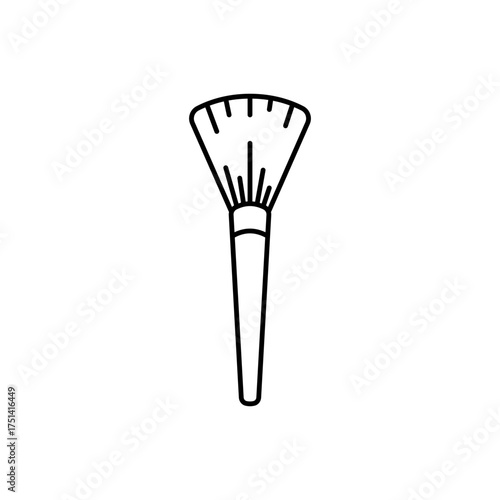 Outline cosmetic makeup brush beauty line art icon