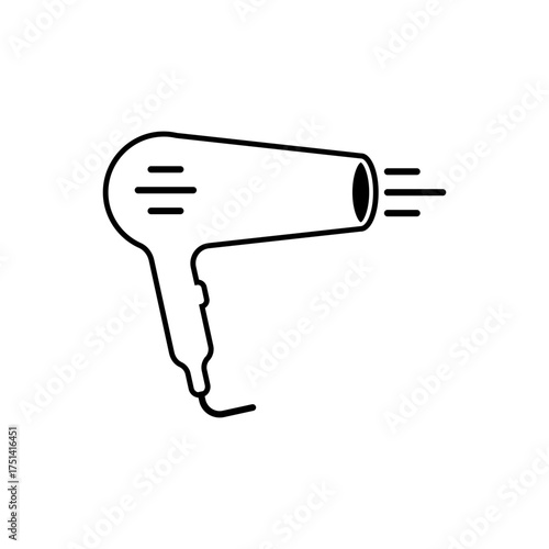 Outline electric blow hair dryer line art icon