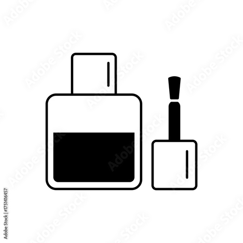 Outline cosmetic nail polish lacquer line art icon