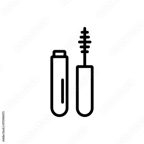 Outline mascara eye lashes cosmetic line art icon