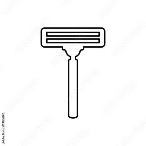 Outline shaving safety razor blade line art icon