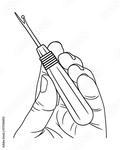 Sewing Utensil: A Hand Grasps a Seam Ripper, Illustration, Ready for Tailoring Tasks