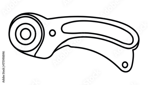 Precision Rotary Cutter: A Detailed Line Art Illustration for Crafting and Sewing Projects