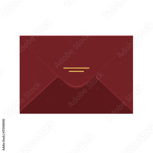 Red envelope with golden closure for seasonal greeting cards  