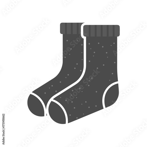 Warm winter socks in dark gray color with ribbed cuff design  