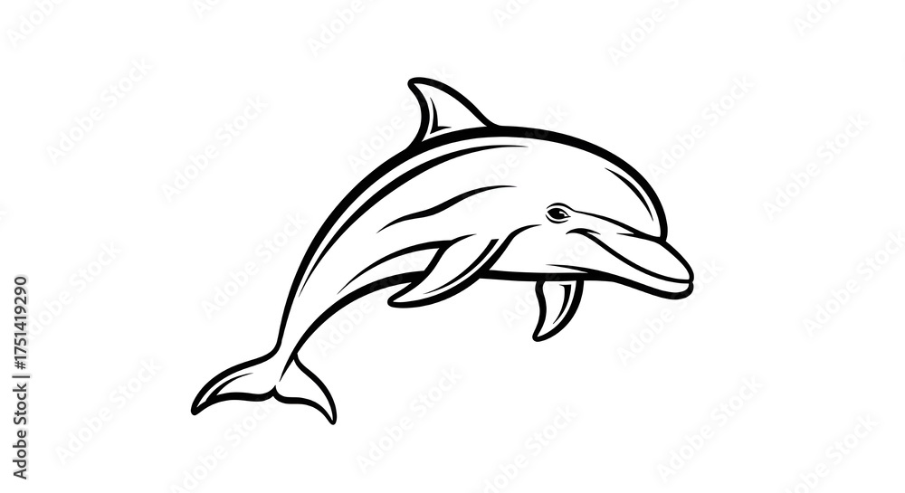 Obraz premium Elegant dolphin line art for branding, logos, or marine conservation projects
