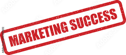 Distressed red rectangular rubber stamp showing the text MARKETING SUCCESS, excellent for celebrating achievements and positive outcomes
