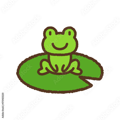 手書き風のアイコン　カエルと水草のトチカガミ