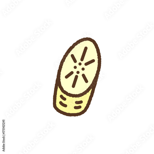 手書き風のアイコン　カットバナナ