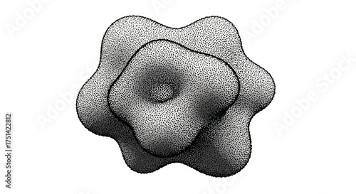 Abstract 3D illustration of a stylized, textured shape resembling a flower or organic form