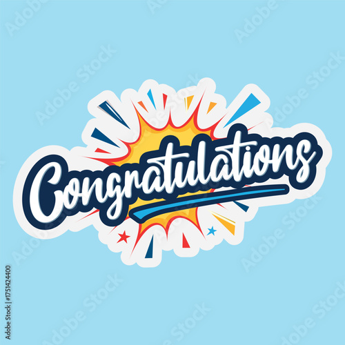 Sticker Congratulations greeting sign, message