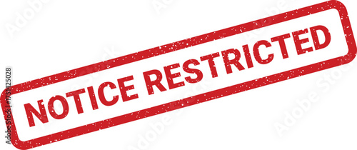 Distressed red rubber stamp with rectangular outline displaying the important notice restricted text