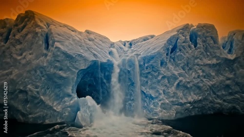 Glacier Melting Waterfall Landscape