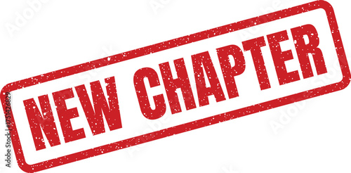 Distressed rubber stamp icon displaying the bold text NEW CHAPTER for life events or business transitions