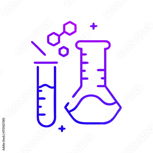 Laboratory glassware icons featuring test tube and flask design  