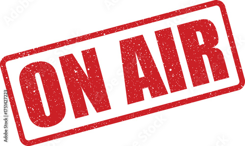 Distressed rubber stamp prominently displaying a status message indicating live broadcast or transmission