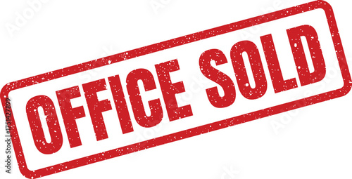Distressed stamp graphic with OFFICE SOLD text for real estate transactions and property status updates