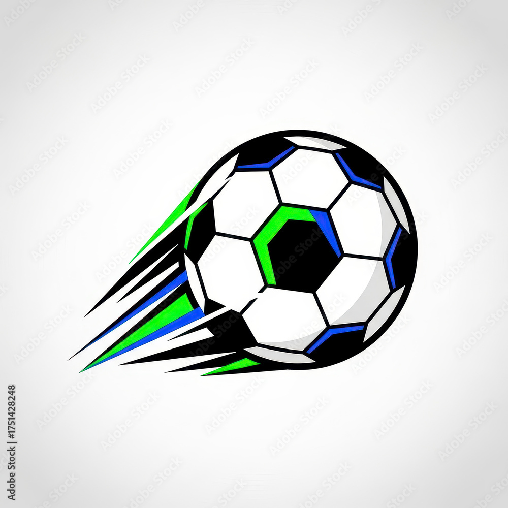 Fototapeta premium Dynamic soccer ball in motion with vibrant colors.