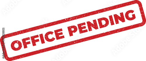 Gritty red rectangular rubber stamp mark signifying an office status is currently pending or awaiting approval