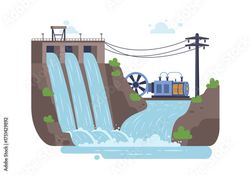 Hydroelectric Power Plant Generating Clean Energy from Waterfall