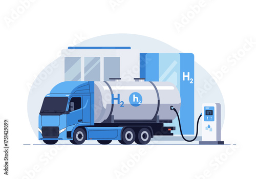 Hydrogen Truck Refueling at a Hydrogen Station Sustainable Transportation