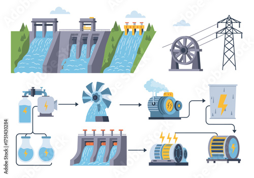 Hydroelectric Power Plant Generating Electricity from Water