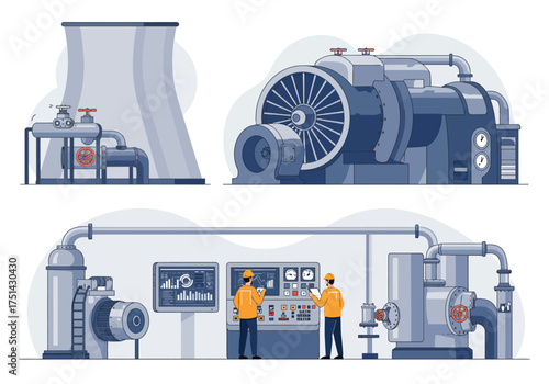 Power Plant Illustration Energy Generation & Control
