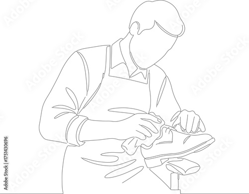 Minimalist Line Art Carpenter Working Detail Subject Illustration Art