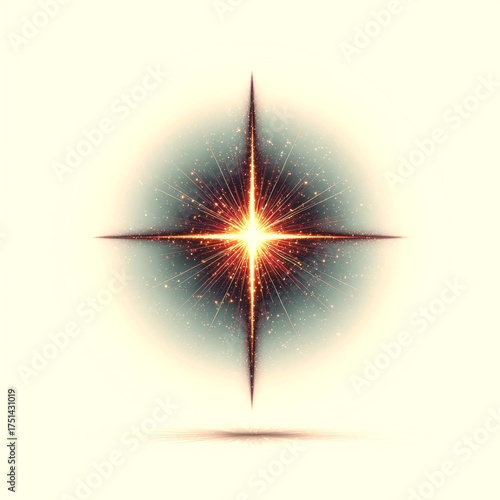 sparkling star shining in a night sky with radiating and energy